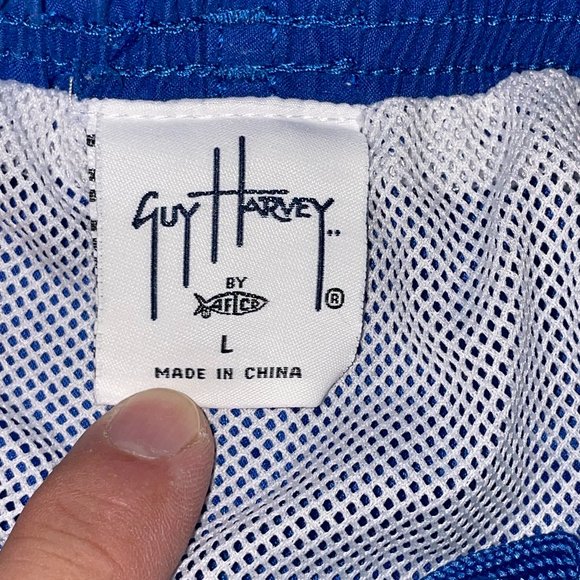 Guy Harvey By AFTCO Blue 5" Bathing Suit Trunks Size Large - Picture 5 of 6